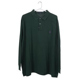 NWOT Polo Ralph Lauren Polo Shirt 4XB Green Cotton Mesh Pony Long Sleeve Casual